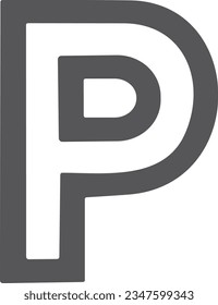 Minimalistic outline icon of a large letter "P", representing a parking symbol or area.