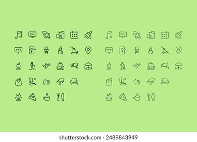 minimalistic outline icons about travel and tourism
