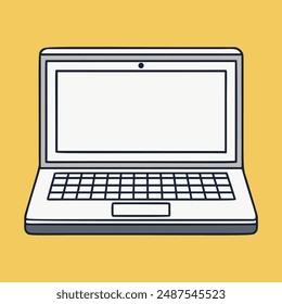 Minimalistic Outline of a Laptop with Screen and Keyboard