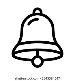 Minimalistic outline of a simple bell icon for alerts. Editable stroke.