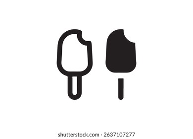 Minimalistic outline and solid ice cream silhouette icons.