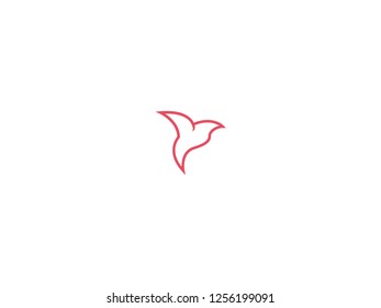 Minimalistic outlined flying bird logo