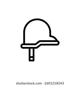 Minimalistic outlined safety helmet icon suggests construction or protection themes, rendered in black and white, perfect for safety related designs.