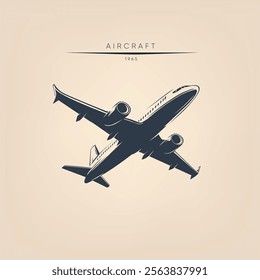 Minimalistic outlined symbol of airplane, plane stylized vector silhouette