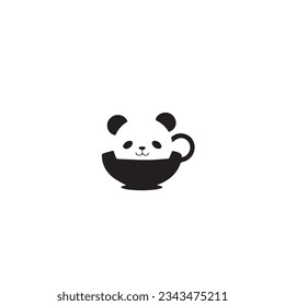Minimalistic Panda in Coffee Cup Logo Cute Design Cute Coffee Cup Panda Logo