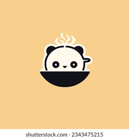 Minimalistic Panda in Coffee Cup Logo Cute Design Cute Coffee Cup Panda Logo