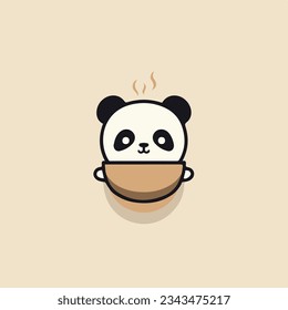 Minimalistic Panda in Coffee Cup Logo Cute Design Cute Coffee Cup Panda Logo
