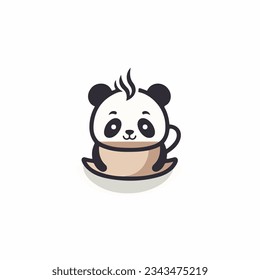 Minimalistische Panda im Coffee Cup Logo Cute Design Cute Coffee Cup Panda Logo
