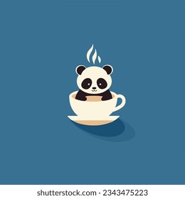 Minimalistic Panda in Coffee Cup Logo Cute Design Cute Coffee Cup Panda Logo