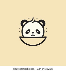 Minimalistic Panda in Coffee Cup Logo Cute Design Cute Coffee Cup Panda Logo