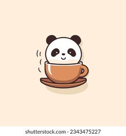 Minimalistic Panda in Coffee Cup Logo Cute Design Cute Coffee Cup Panda Logo