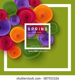 Minimalistic paper flowers spring background. Vector illustration