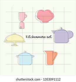 minimalistic pastel colored kitchen ware set 