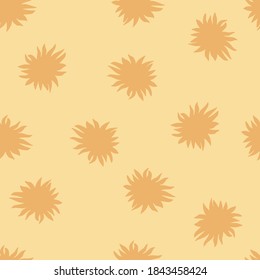 Minimalistic pastel palette star ornament seamless pattern. Orange light colors. Summer morning sun backdrop. Designed for fabric design, textile print, wrapping, cover. Vector illustration.