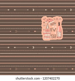 minimalistic pattern of arrows and elements for the new year. Christmas decorations. 