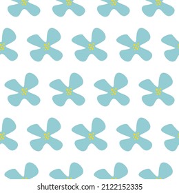 Minimalistic pattern with blue flowers on a beige background. Pattern in vintage style. Spring pattern