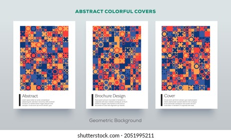 Minimalistic pattern design set. Abstract geometric cover background.