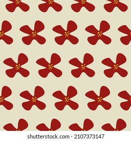 Patrón minimalista con flores rojas en un fondo beige. Patrón de estilo vintage. Patrón de primavera.