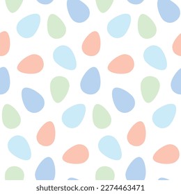 Minimalistic pattern with silhouettes of colored eggs on a white background, easter theme