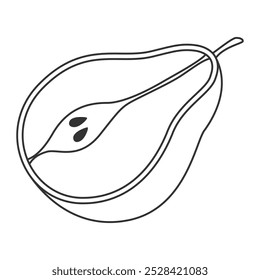 Minimalistic pear icon cutted in half . Outline fruit with clean contour style
