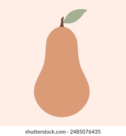 Minimalistic pear, pastel colors, cute vector art of fruit