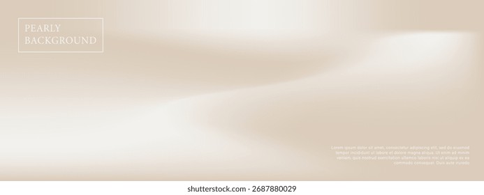 Perla minimalista y Anuncio de Vector nacarado crudo. Gradiente pálido liso con olas de arena. Fondo de crema desnuda.