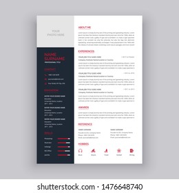 minimalistic personal vector resume / cv modern vector template illustrations - Professional CV design with placeholder