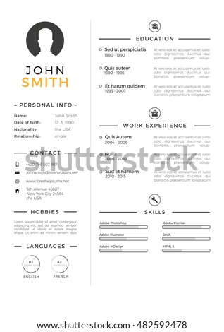 Minimalistic personal vector resume - cv template