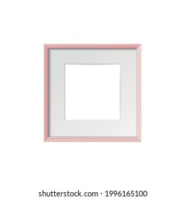 Minimalistic photo frame mockup in pink color realistic vector illustration