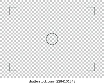 Minimalistic photo, video viewfinder screen. Vector Photo frame with circke target on transparent background.