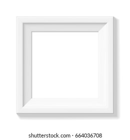 Minimalistic photorealistic white square picture frame. Vector illustration.