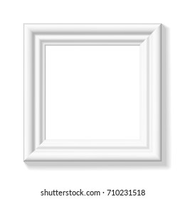 Minimalistic photorealistic white square picture frame. Vector illustration.