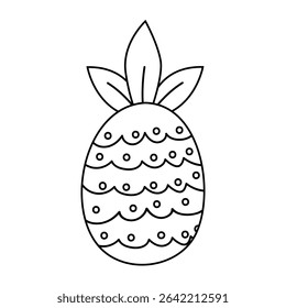 Minimalistic pineapple doodle in black line art style, hand drawn and isolated on transparent background, perfect for stickers and logos.

