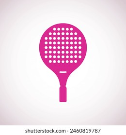 Minimalistic pink padel racquet icon on a light background, perfect for logos, app icons, or graphical elements in sports themed projects.