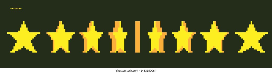 Minimalistic Pixel Graphic Symbol Of Star. Art Vector Object Isolated. Game 8 Bit Style.