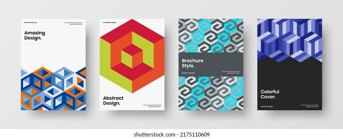 Minimalistic placard A4 vector design layout composition. Abstract geometric shapes company brochure concept bundle.