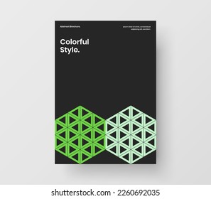 Minimalistic placard design vector template. Bright mosaic pattern pamphlet illustration.