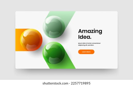 Minimalistic placard vector design concept. Simple 3D spheres company cover template.