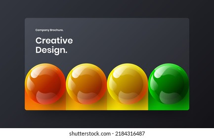 Minimalistic placard vector design illustration. Trendy realistic spheres website screen layout.