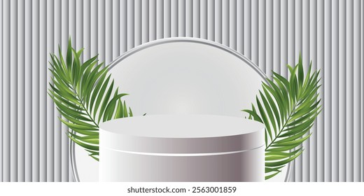 Minimalistic podium background platform. A stand for the demonstration of a cosmetic product. Stage showcase on a pedestal