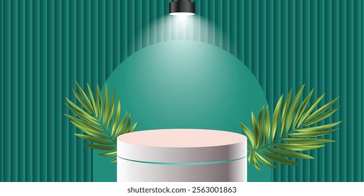 Minimalistic podium background platform. A stand for the demonstration of a cosmetic product. Stage showcase on a pedestal