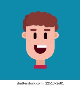 Minimalistic portrait of a guy. Icon. Vector flat illustration