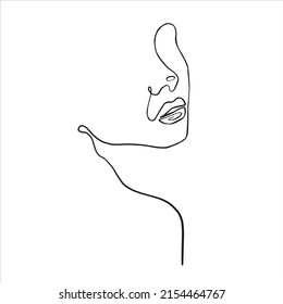 Minimalistic portrait of woman in line art style