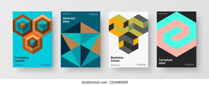 Minimalistische Poster A4 Design Vektorgrafik Sammlung. Einzigartiges geometrisches Fliesenpamphlet-Konzept.
