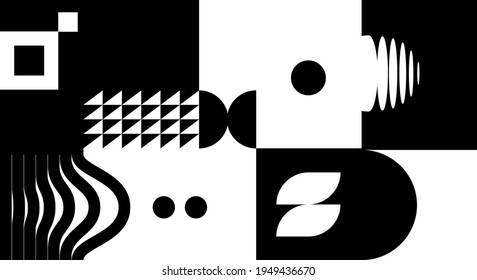 Minimalistic poster with geometric shapes. Modern abstract  background. Trendy vector graphic elements for your unique design.