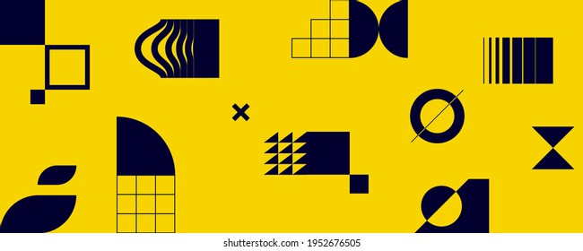 Minimalistic poster with geometric shapes. Modern abstract  background. Trendy vector graphic elements for your unique design.