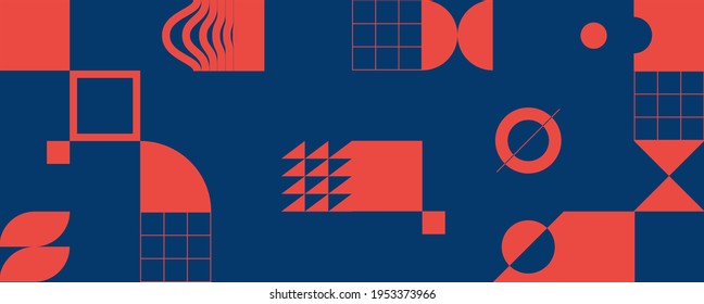 Minimalistic poster with geometric shapes. Modern abstract  background. Trendy vector graphic elements for your unique design.