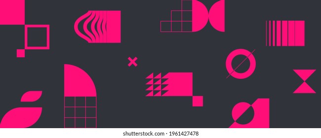 Minimalistic poster with geometric shapes. Modern abstract  background. Trendy vector graphic elements for your unique design.