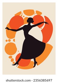 Afiche minimalista. Decoración casera. Hermosa ilustración abstracta de baile