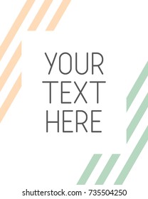 Minimalistic poster template with light pink and blue stripes on the background. Layout can be used for presentations, posters, flyers. Vector illustration.